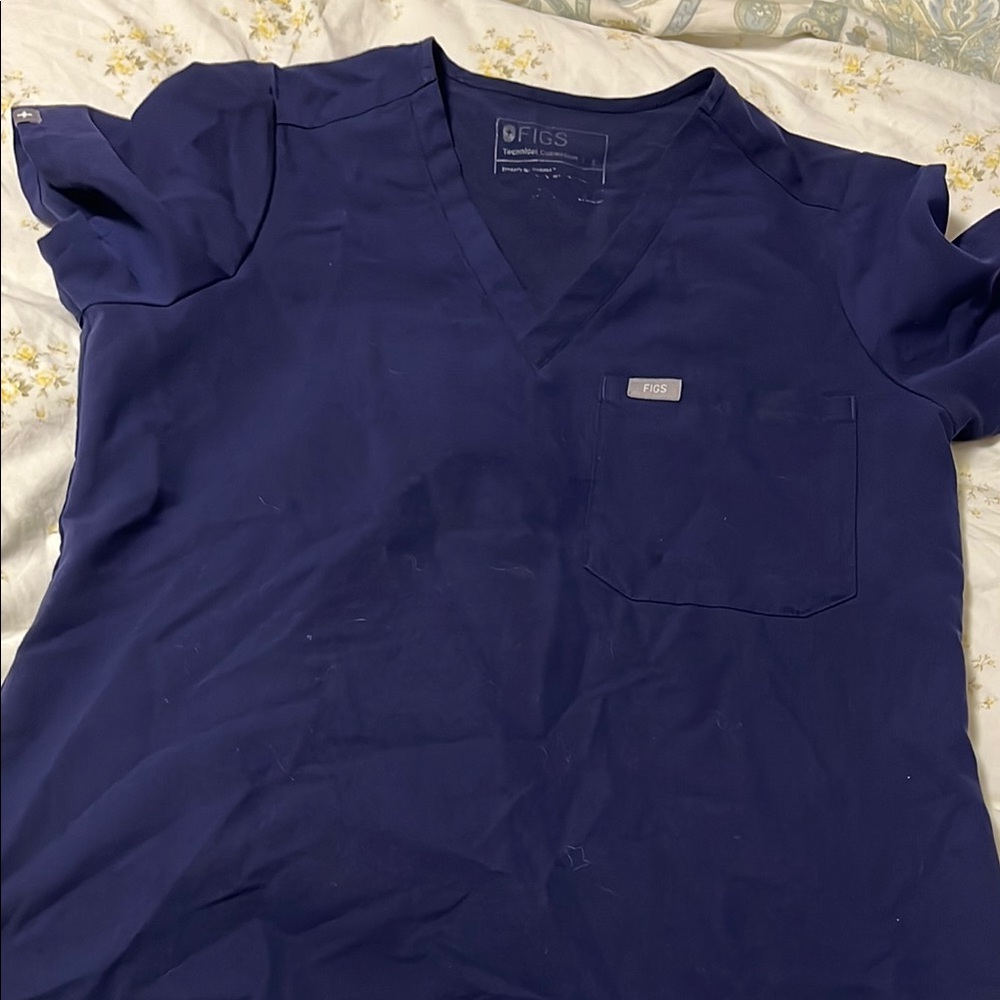 Figs Deep Blue V-Neck Scrub Top